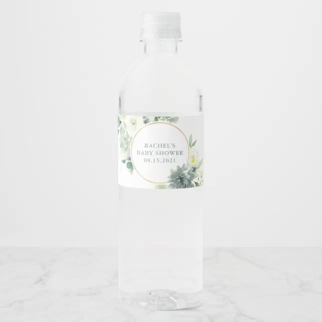 Succulents and Greenery Water Bottle Labels Zazzle