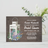 Succulents and Lantern Bridal Shower Invitations (Standing Front)