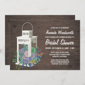 Succulents and Lantern Bridal Shower Invitations (Front/Back)