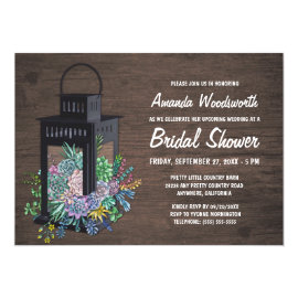 Succulents and Lantern Bridal Shower Invitations