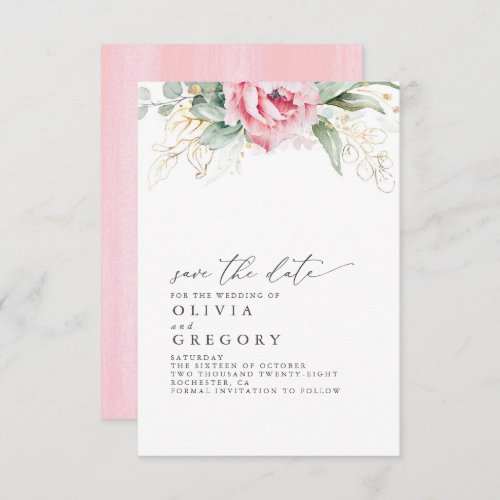 Succulents and Pink Flowers Save the Date Announcement