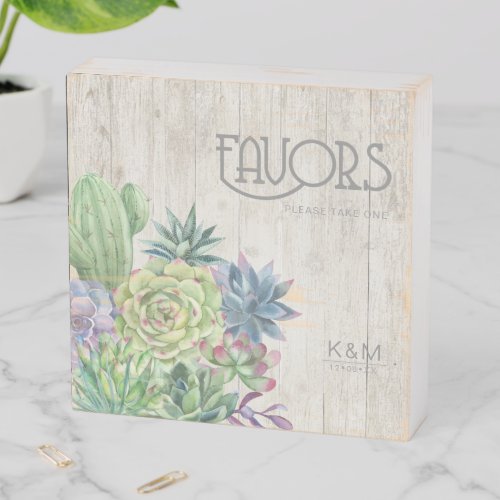 Succulents and Rustic Wood Favors ID515 Wooden Box Sign
