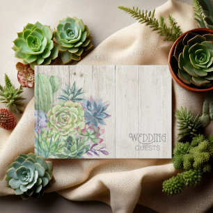 Succulents and Rustic Wood Wedding ID515 Guest Book