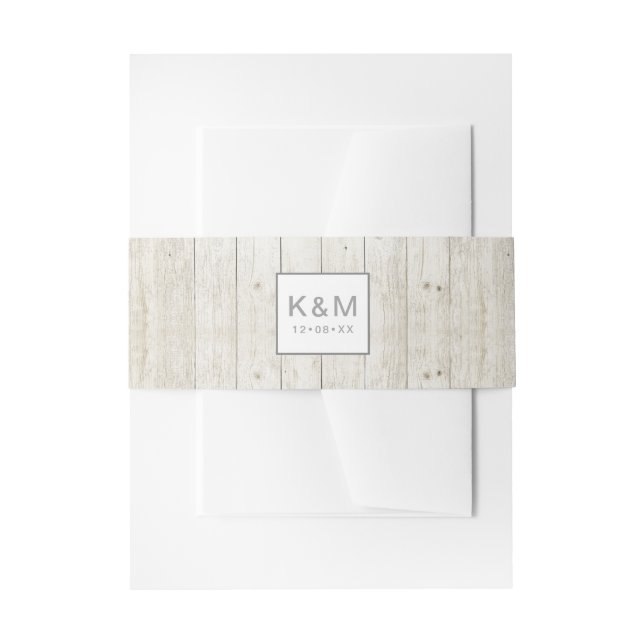 Succulents and Rustic Wood Wedding ID515 Invitation Belly Band (Front Example)