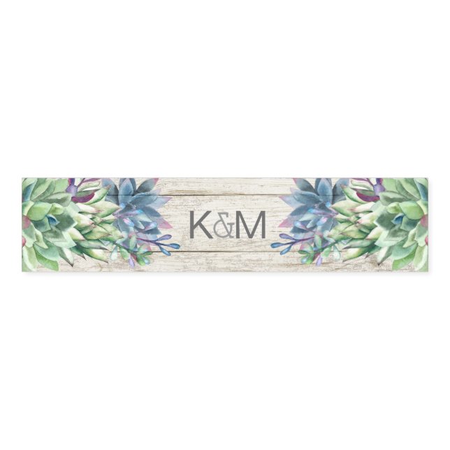 Succulents and Rustic Wood Wedding ID515 Napkin Bands (Unfolded)