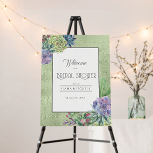 Succulents and Sparkle Shower Welcome V1 Gr ID515 Foam Board