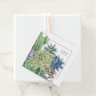 Succulents and Sparkle Wedding Blue ID515 Favor Tags
