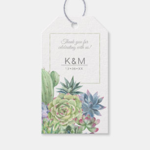 Succulents and Sparkle Wedding Green ID515 Gift Tags