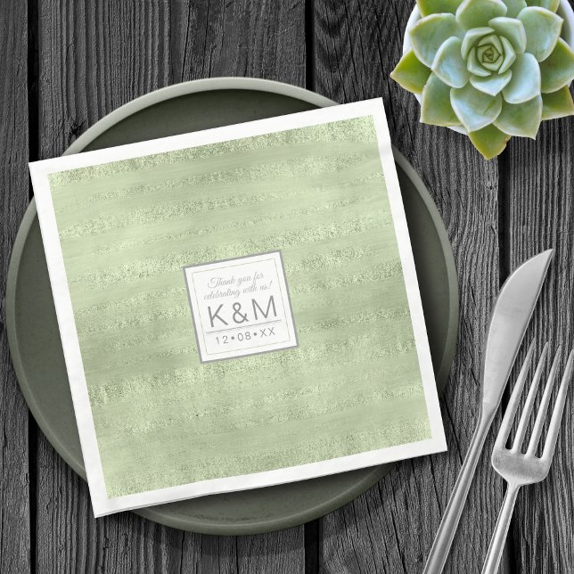 Succulents and Sparkle Wedding Green ID515 Napkins (Creator Uploaded)