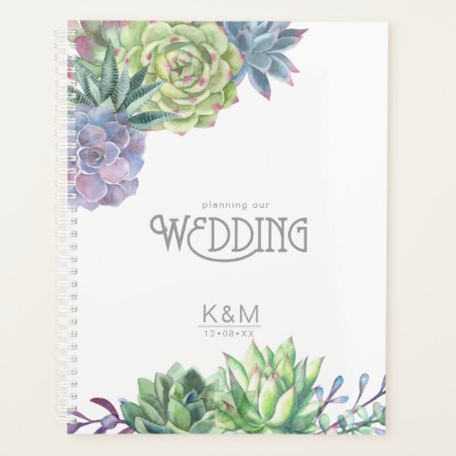 Succulents and Sparkle Wedding Green ID515 Planner