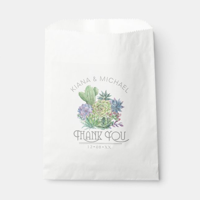 Succulents and Sparkle Wedding Thank You ID515 Favor Bag (Front)