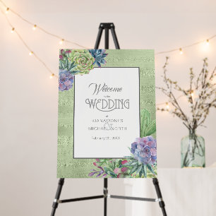 Succulents and Sparkle Wedding Welcome V1 Gr ID515 Foam Board