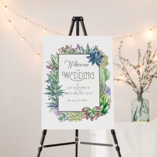 Succulents and Sparkle Wedding Welcome V2 Gr ID515 Foam Board
