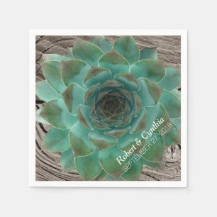 Succulents and Wood Paper Wedding Napkins