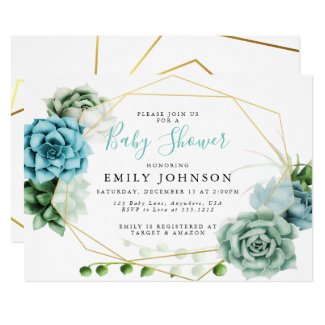 Succulents Baby Shower Invitation