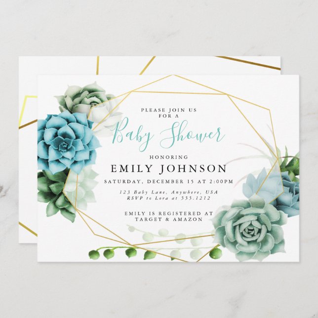 Succulents Baby Shower Invitation (Front/Back)
