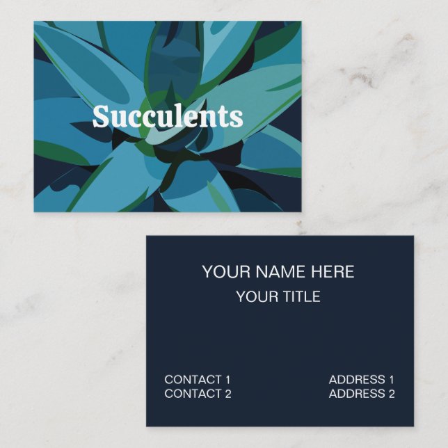 Succulents Blue Agave Cactus  Business Card (Front/Back)