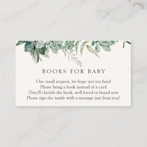 Succulents Books for Baby Enclosure Card