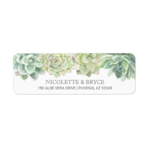 Succulents Botanical Green Wedding Return Address Label