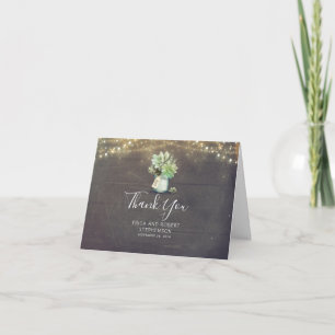 Succulents Bouquet and Mason Jar Rustic Thank You Card