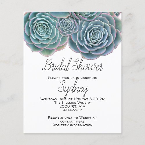 Succulents Bridal Shower Budget Invitations Flyer