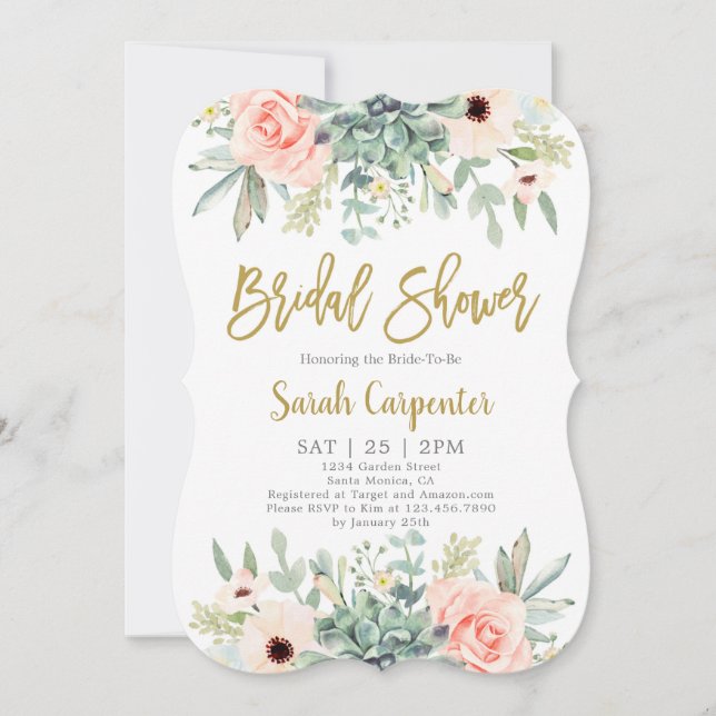 Succulents Bridal Shower Invitation (Front)