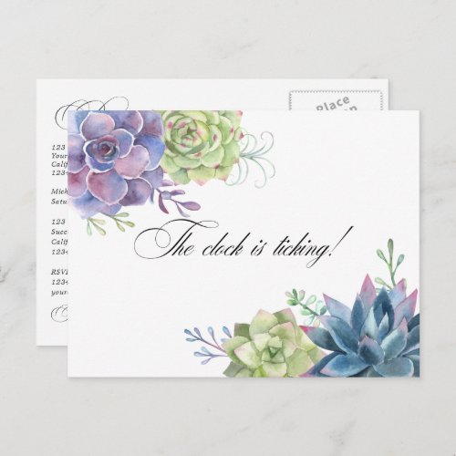 Succulents Bridal Shower Reminder QR Code Rsvp Pos Postcard