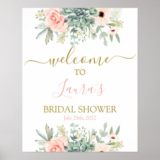 Succulents Bridal Shower Welcome sign (Front)