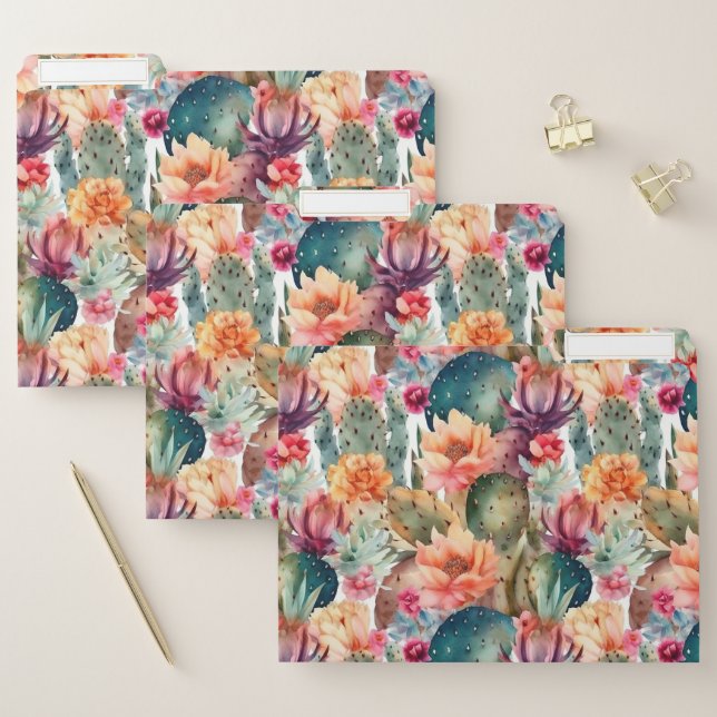 Succulents cactus flower floral seamless pattern file folder (Set)