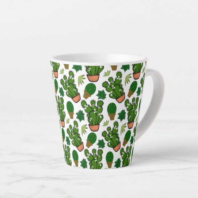 Succulents Cactus Latte Mug (Right Angle)