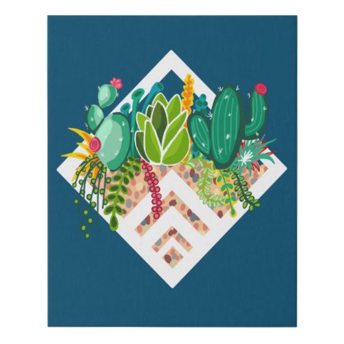 Succulents  Cactus Plant Lovers Terrarium Faux Canvas Print