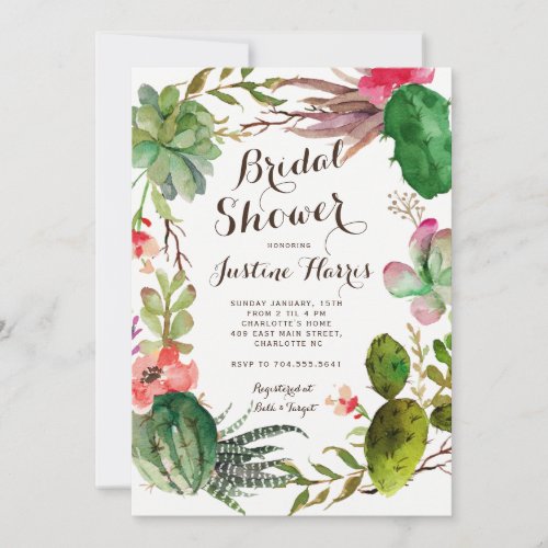 Succulents Cactus Shower invitation