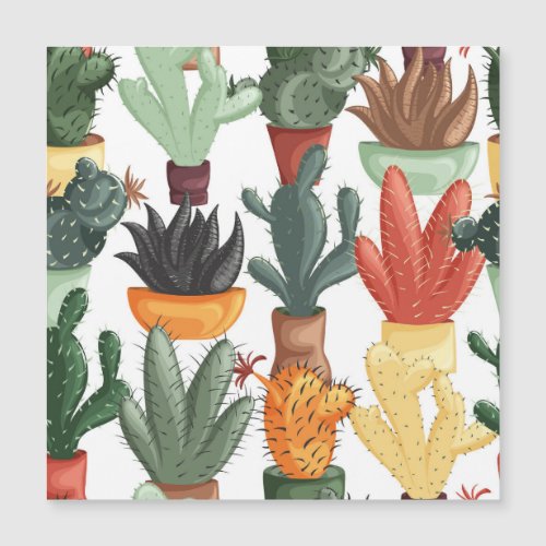 Succulents cactuses cute floral pattern
