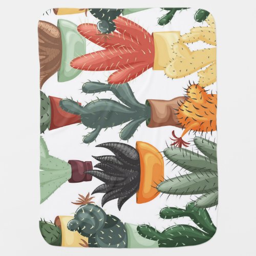 Succulents cactuses cute floral pattern baby blanket