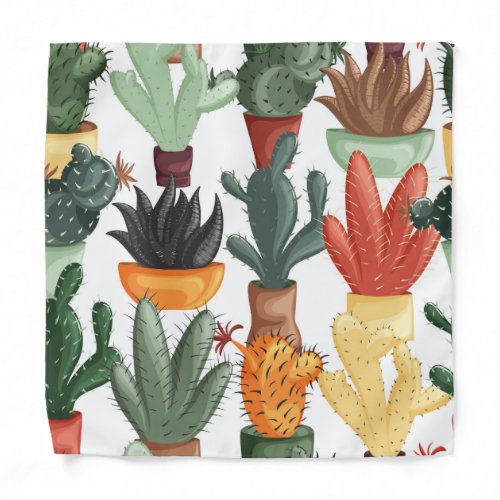 Succulents cactuses cute floral pattern bandana