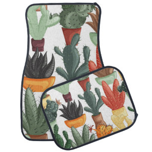 Succulents, cactuses: cute floral pattern. car floor mat