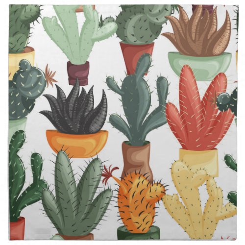 Succulents cactuses cute floral pattern cloth napkin