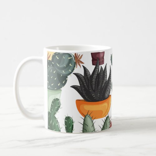 Succulents cactuses cute floral pattern coffee mug