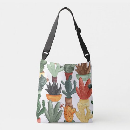 Succulents cactuses cute floral pattern crossbody bag