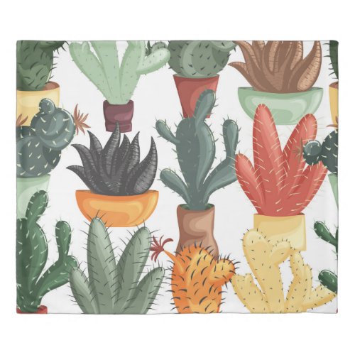 Succulents cactuses cute floral pattern duvet cover
