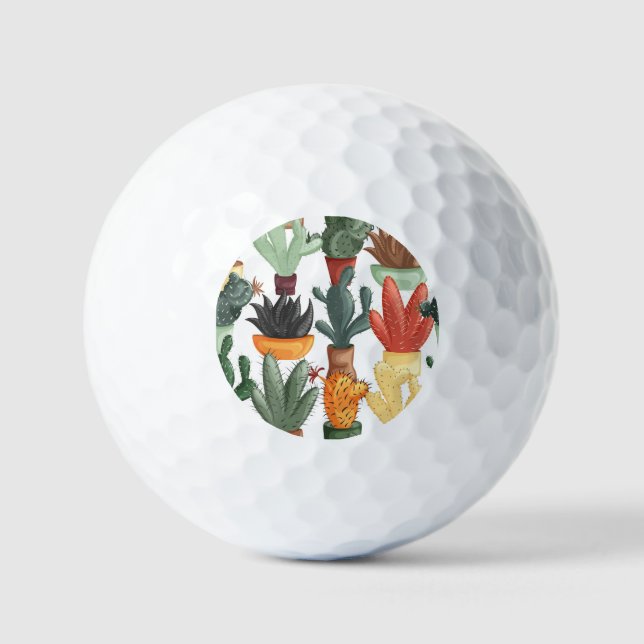 Succulents, cactuses: cute floral pattern. golf balls (Front)