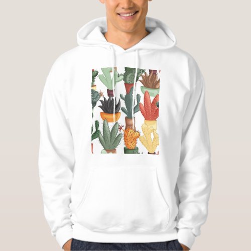 Succulents cactuses cute floral pattern hoodie