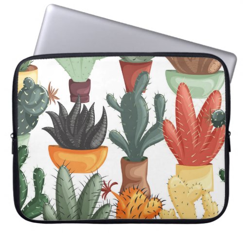 Succulents cactuses cute floral pattern laptop sleeve
