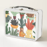 Succulents, cactuses: cute floral pattern. metal lunch box