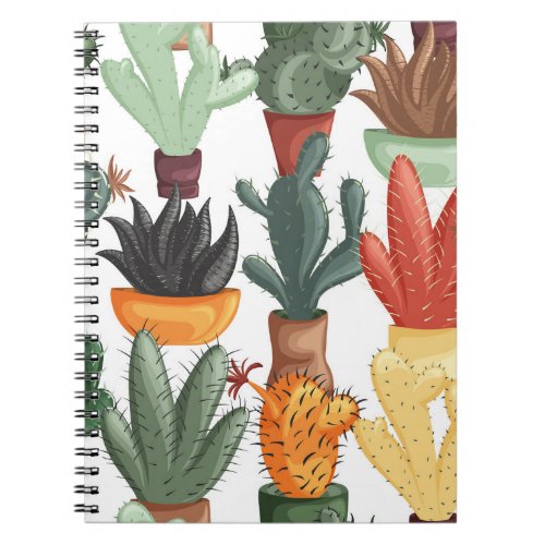 Succulents cactuses cute floral pattern notebook