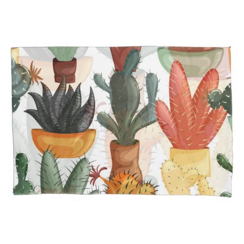Succulents cactuses cute floral pattern pillow case