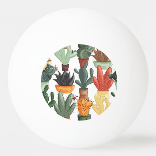 Succulents cactuses cute floral pattern ping pong ball