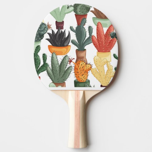 Succulents cactuses cute floral pattern ping pong paddle