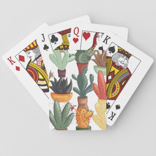 Succulents cactuses cute floral pattern playing cards
