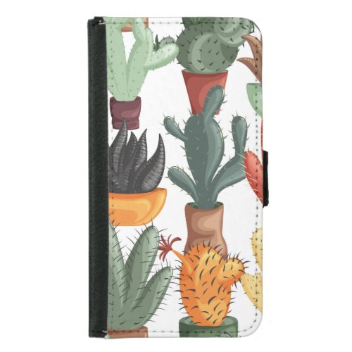 Succulents cactuses cute floral pattern samsung galaxy s5 wallet case